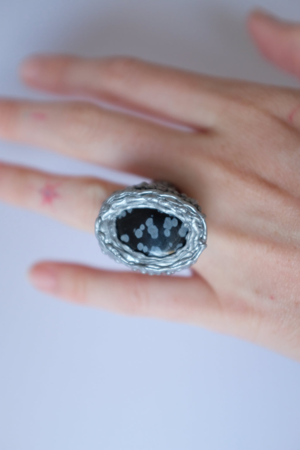 Snowflake Obsidian Ring